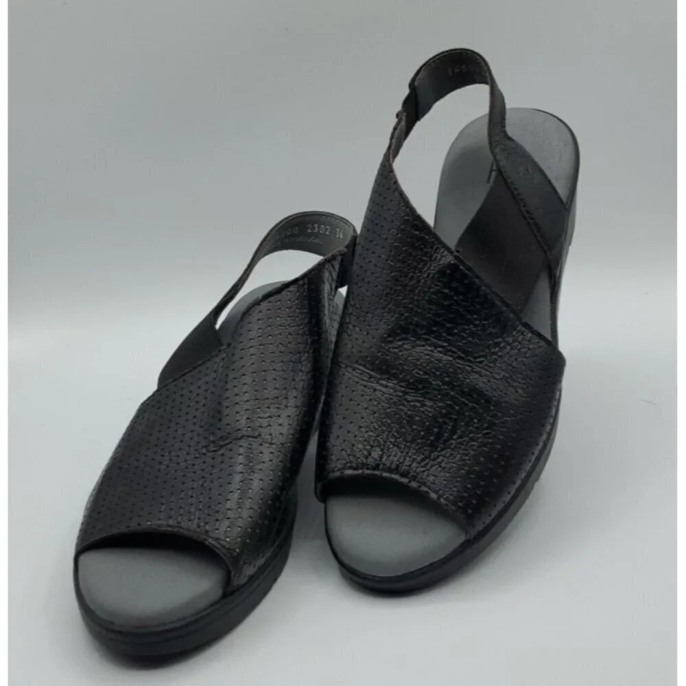 Fly London Women's Black Corners Sandal Peep Toe Size 36 US 5.5 - 6